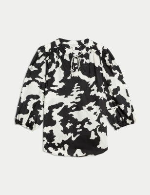 Blusa de manga semilarga con diseño