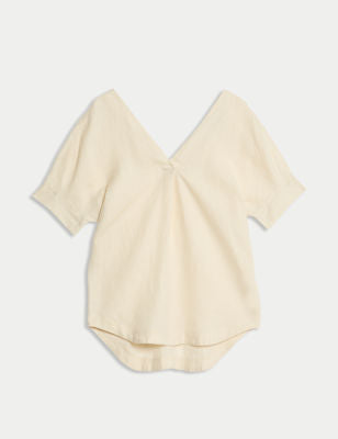 Blusa de lino de manga corta