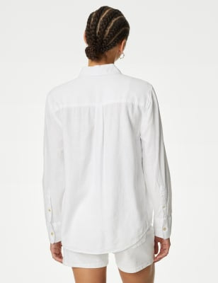 Blusa de lino de manga corta