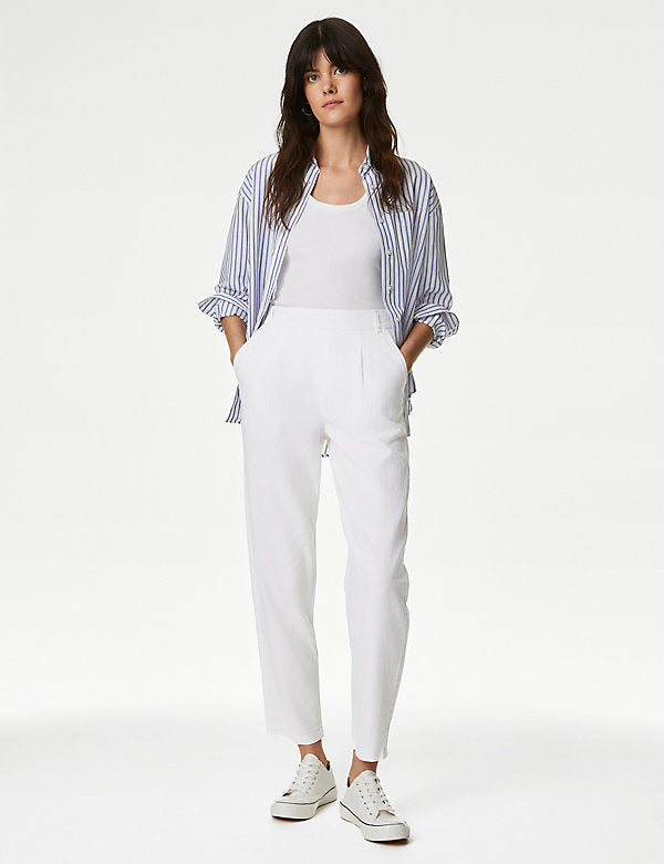 Pantalón de lino-viscosa Taper