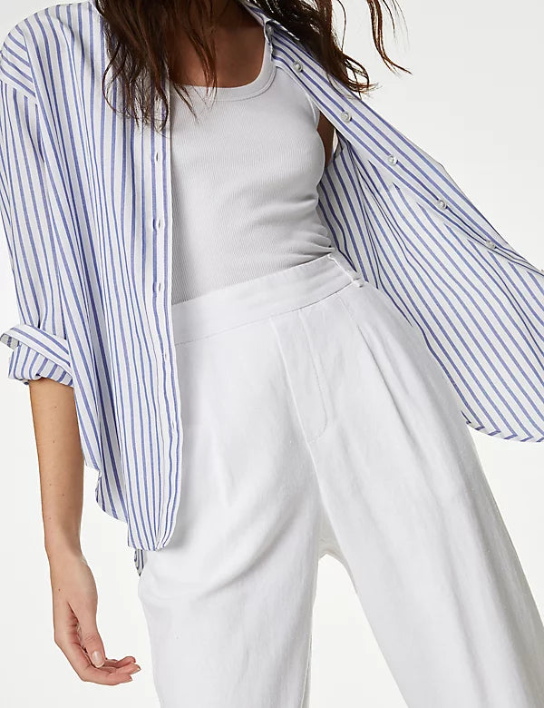 Pantalón de lino-viscosa Taper