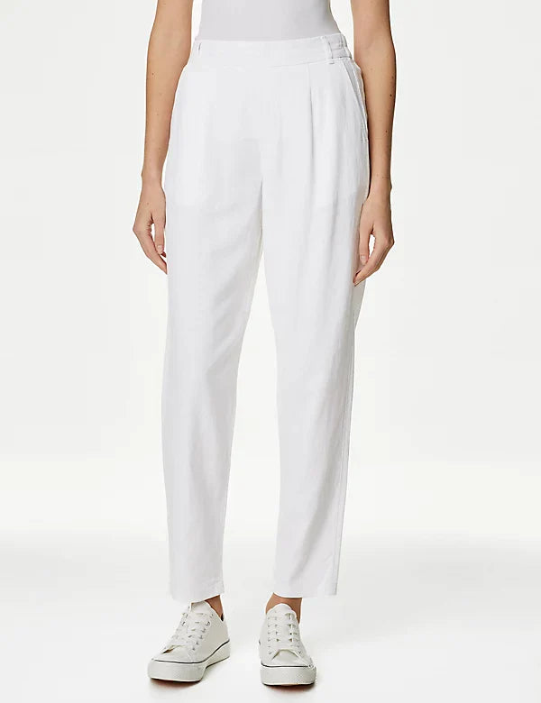 Pantalón de lino-viscosa Taper