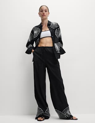 Pantalón estampado de lino-viscosa