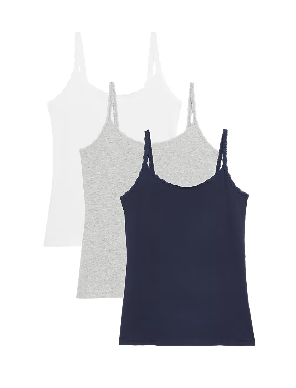 Pack 3 top tiros con vivo encaje