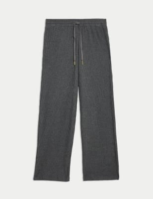 Pantalón de corte recto waffle