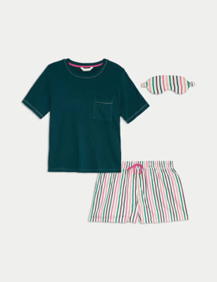 Pijama corto de manga corta con antifaz a juego