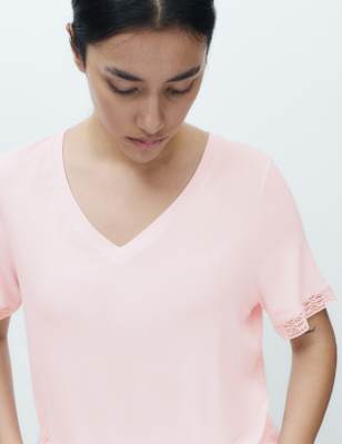 Pijama de viscosa de manga corta con patalón de puño