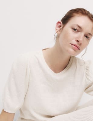 Top de manga corta waffle