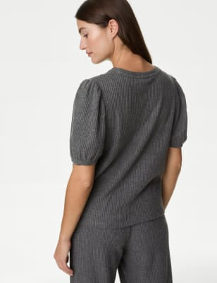 Top de manga corta waffle