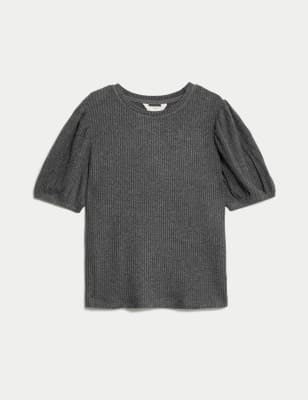 Top de manga corta waffle