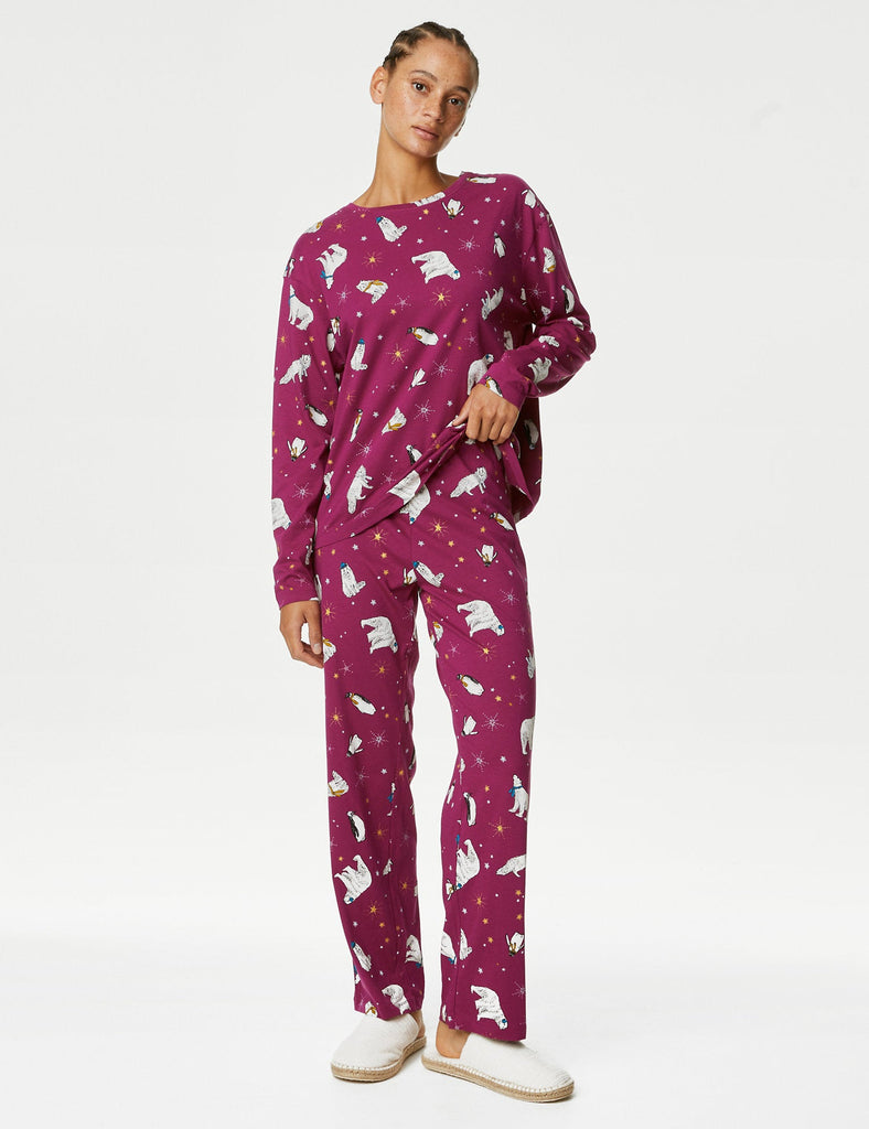 Pijama de manga larga con diseño oso