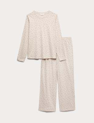 Pijama de punto con pantalón largo y top de manga corta