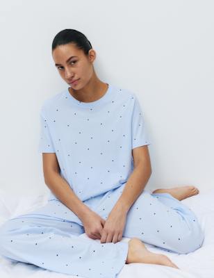 Pijama de punto con pantalón largo y top de manga corta
