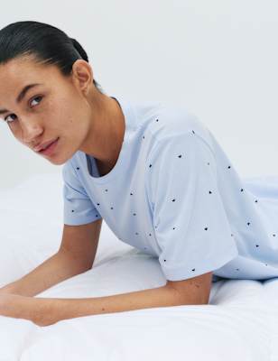Pijama de punto con pantalón largo y top de manga corta