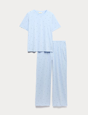 Pijama de punto con pantalón largo y top de manga corta