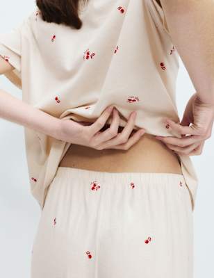 Pijama de punto con pantalón largo y top de manga corta