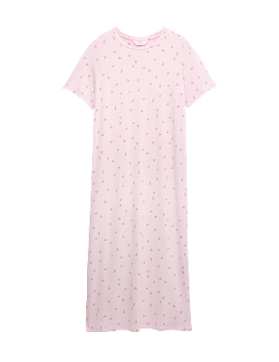 Camisón largo estampado de manga corta