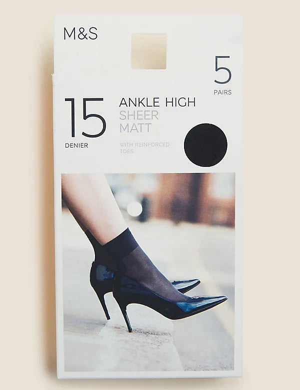 Pack 5 medias tobillo 15 denier