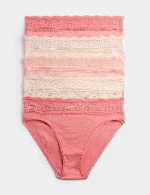 Pack 5 bragas altas HL estampadas con detalle encaje