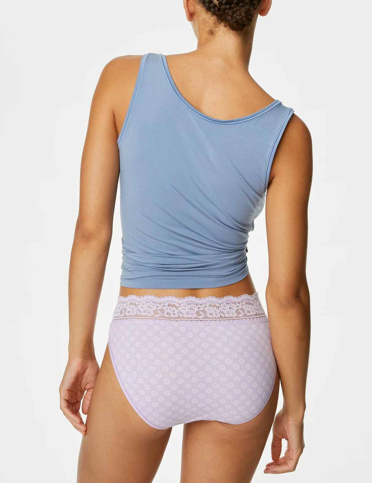 Pack 5 bragas altas HL estampadas con detalle encaje