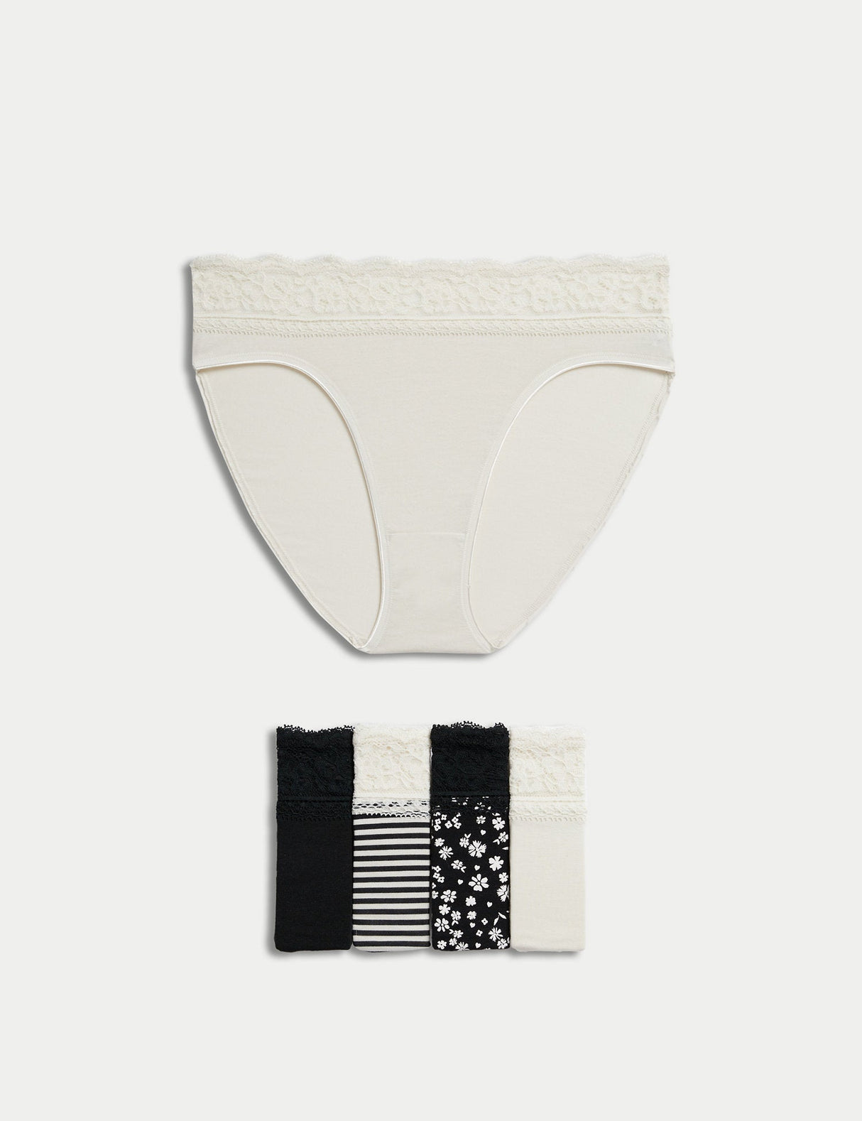 Pack 5 bragas altas HL estampadas con detalle encaje