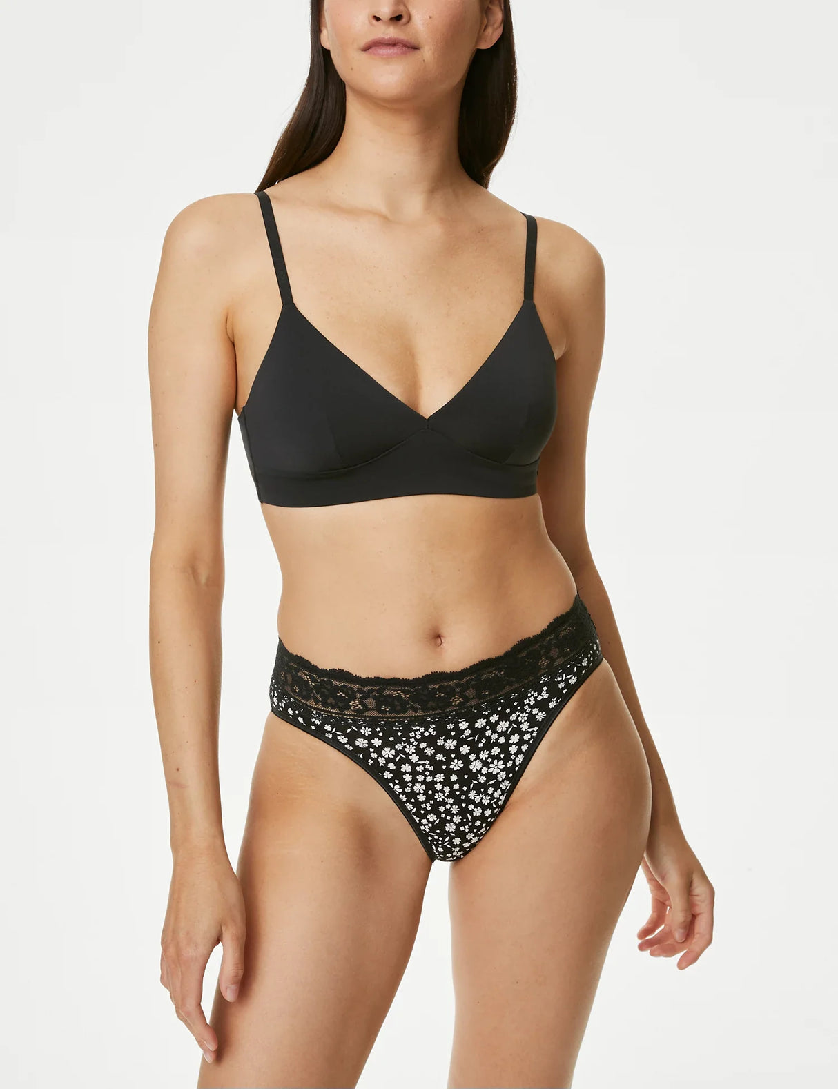 Pack 5 bragas altas HL estampadas con detalle encaje