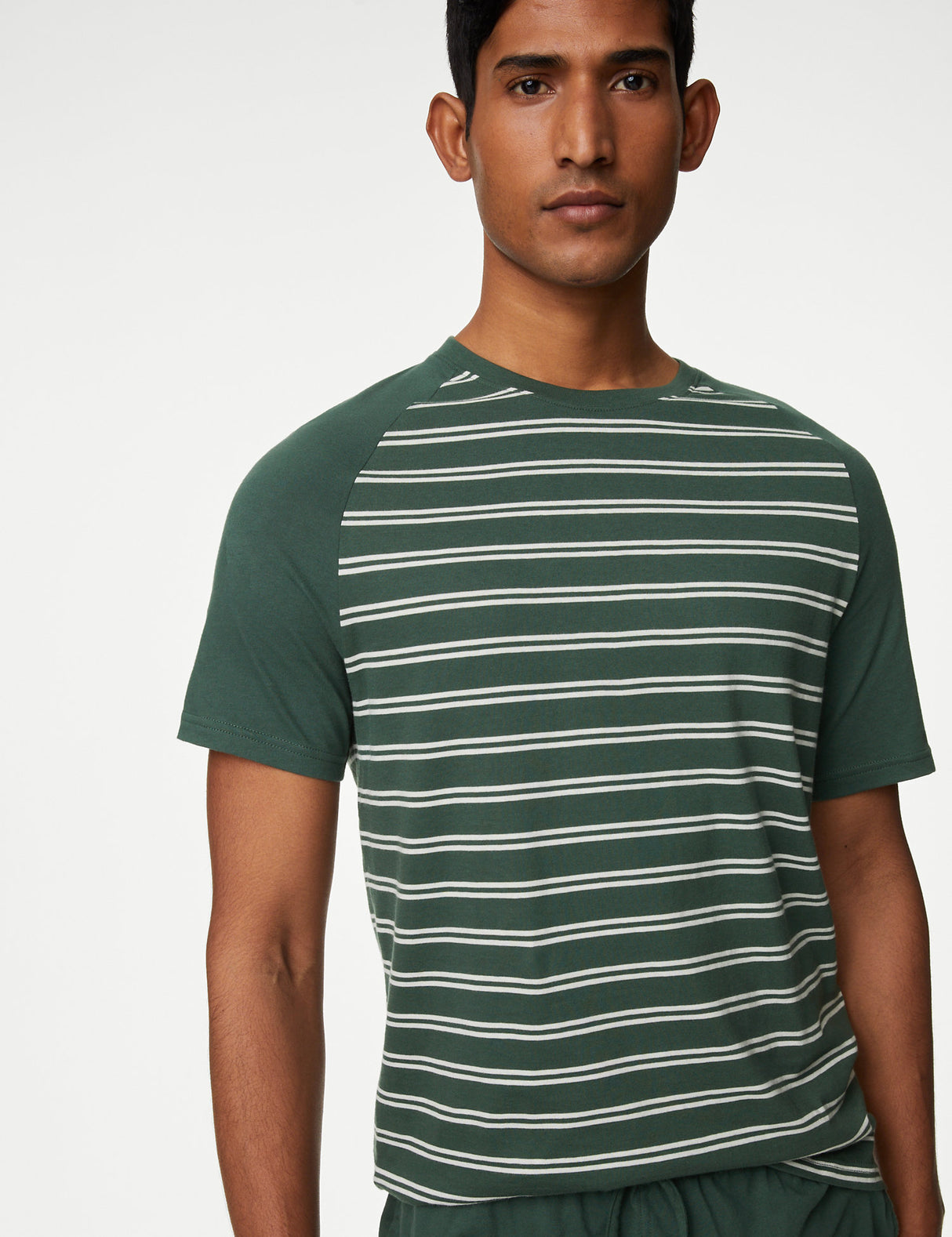 Pijama corto en punto camiseta a rayas