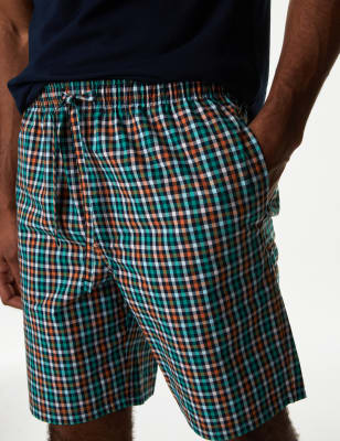 Pijama corto con pantalón de tela a cuadros