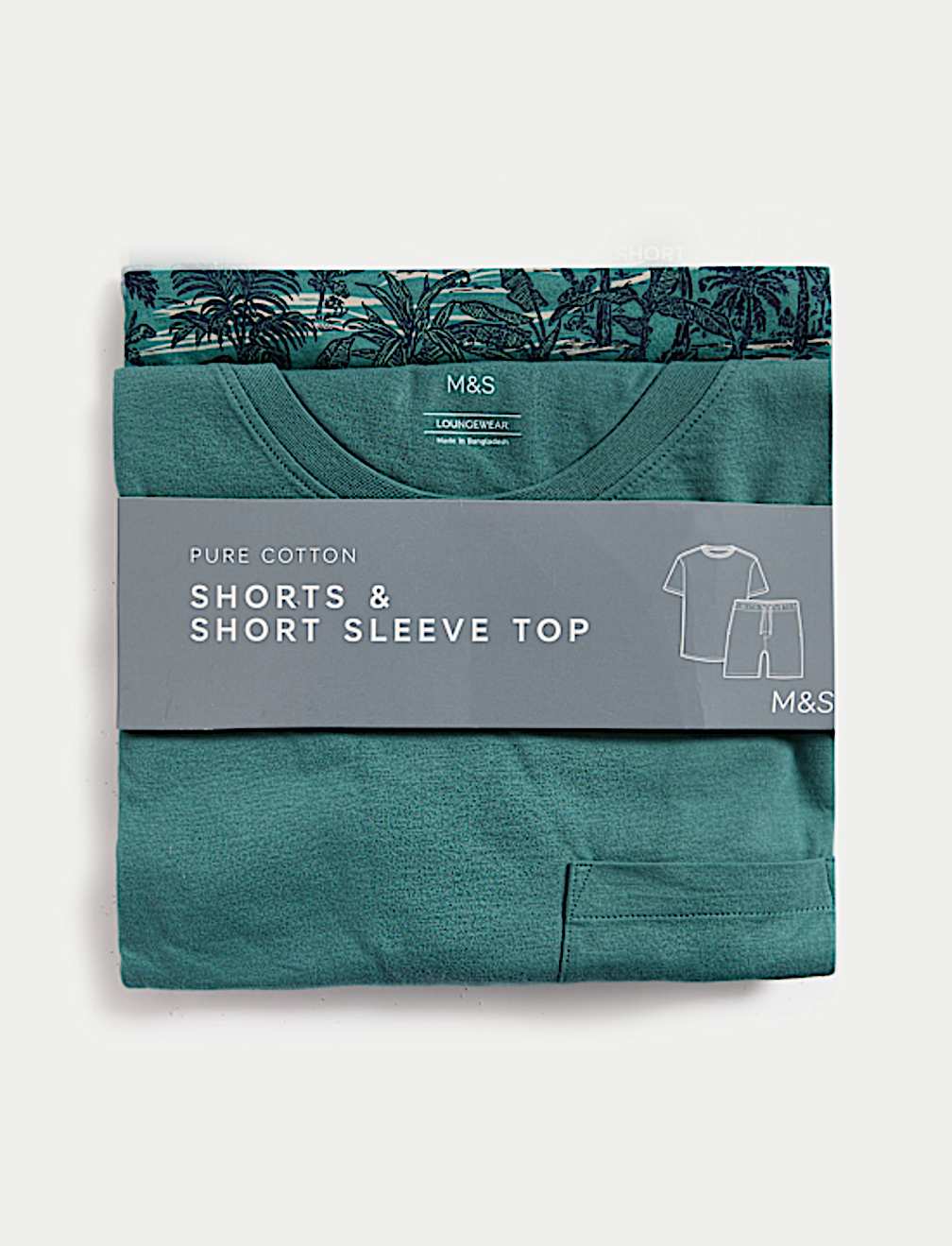 Pijama corto en punto con palmeras