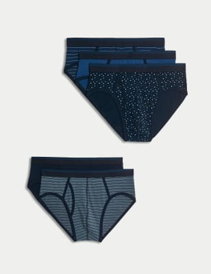 Pack de 5 slips diseño lunares/rayas