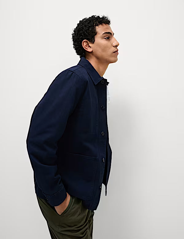 Chaqueta vaquera de algodón con bolsillos