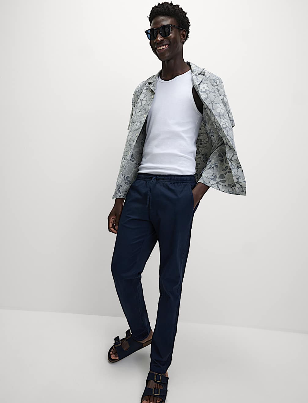 Camisa de manga corta Jaquard Flores