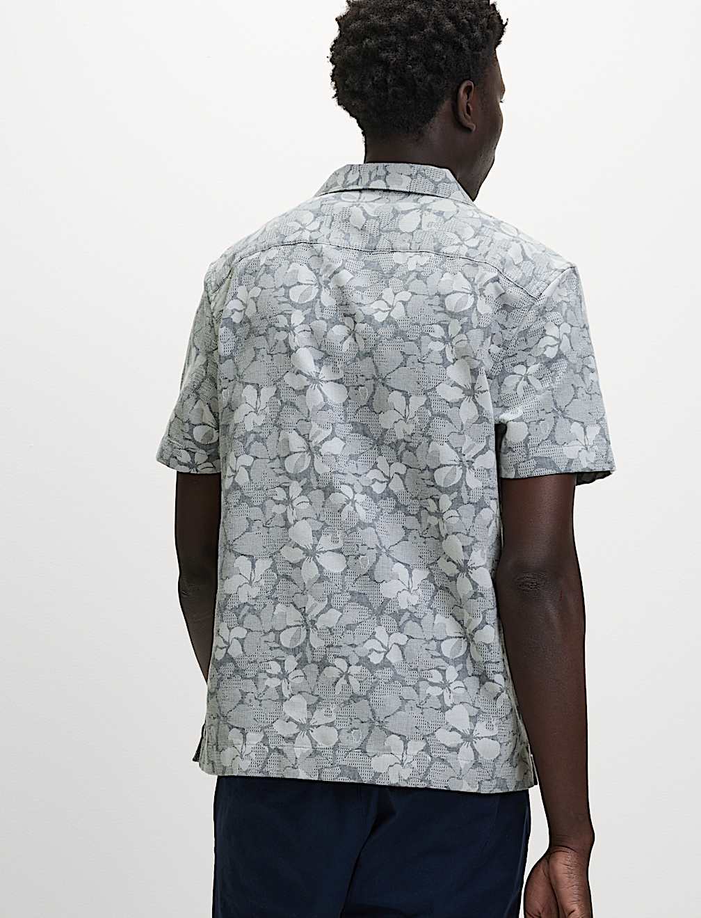 Camisa de manga corta Jaquard Flores