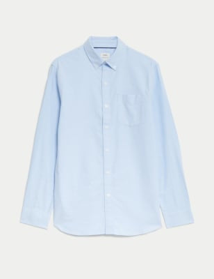 Camisa Oxford de manga larga puro algodón