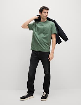 Camiseta de manga corta lisa con bolsillo