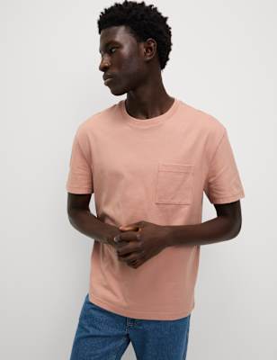 Camiseta de manga corta lisa con bolsillo