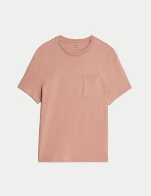 Camiseta de manga corta lisa con bolsillo