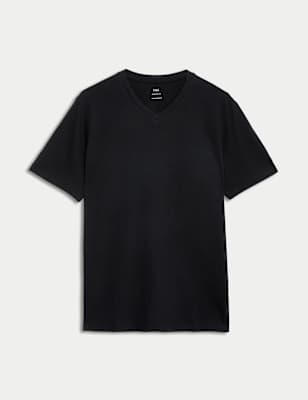 Camiseta cuello pico de manga corta lisa