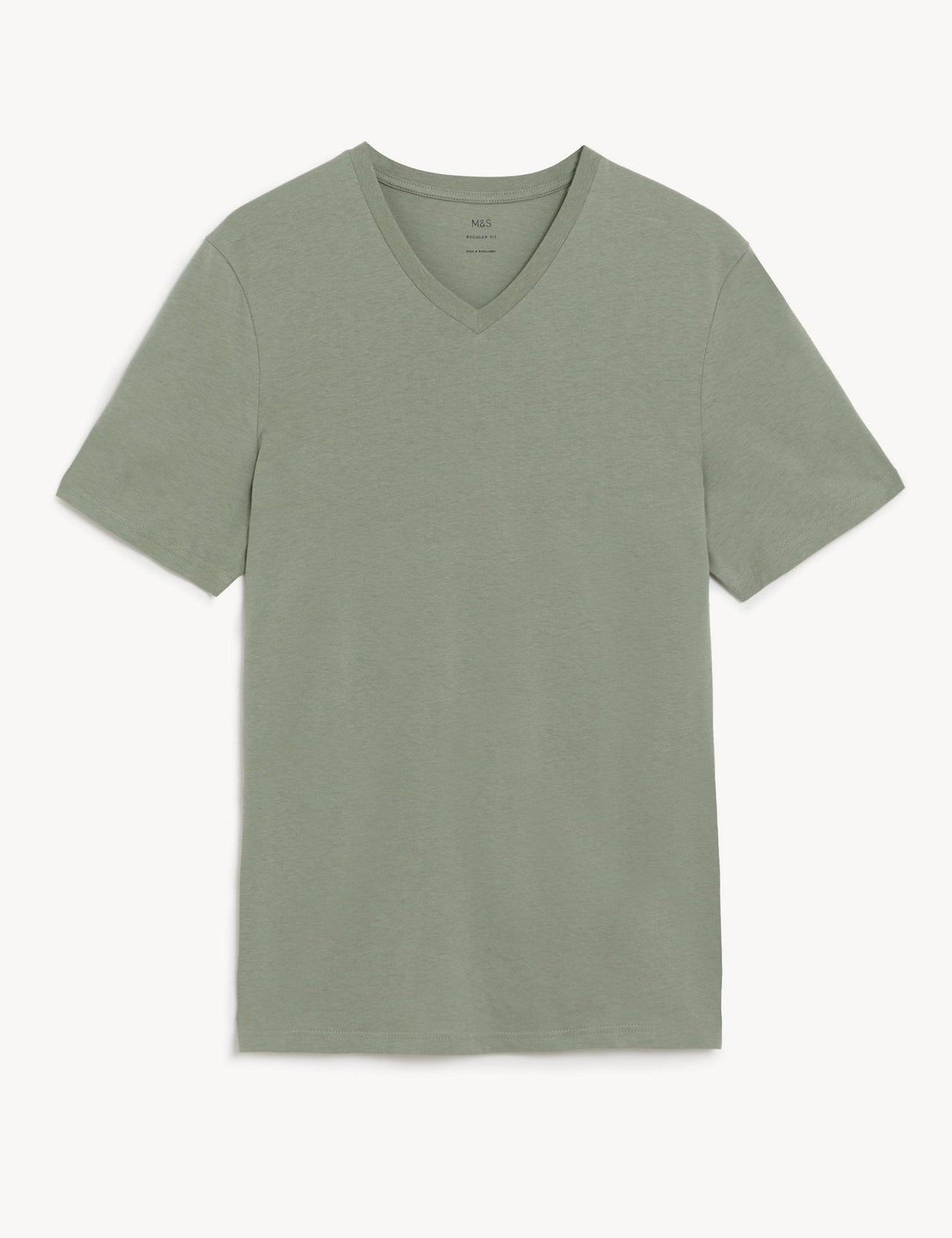 Camiseta cuello pico lisa manga corta