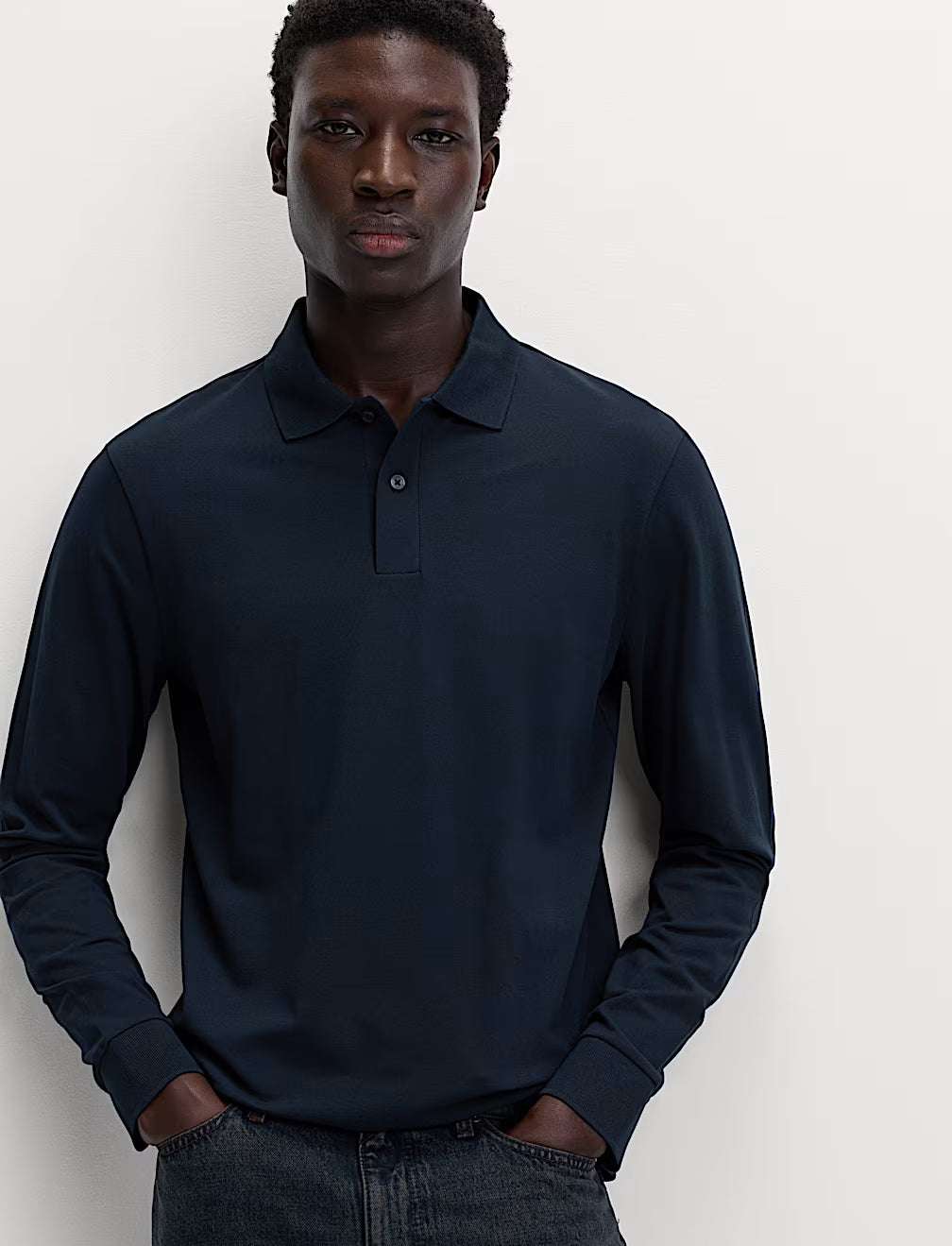 Polo liso de manga larga
