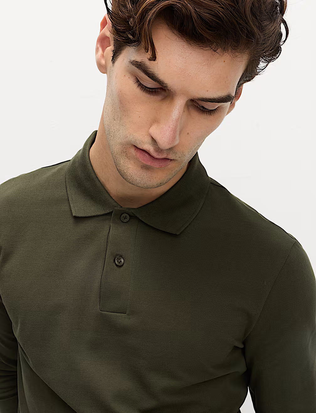 Polo liso de manga larga