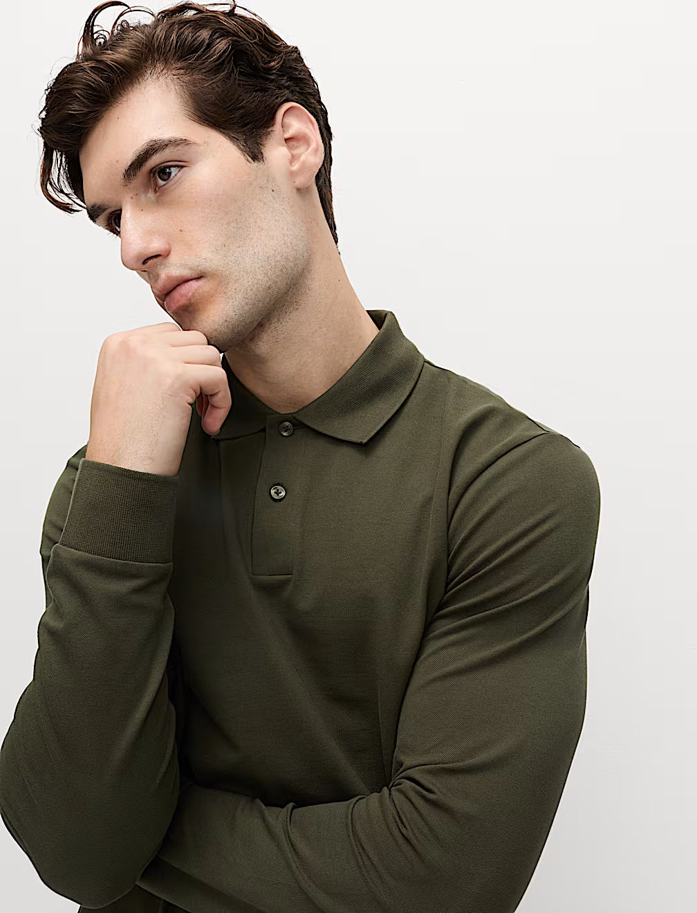 Polo liso de manga larga