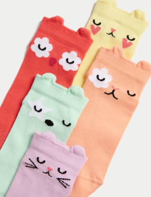 Pack de 5 pares de calcetines diseño caritas de animales