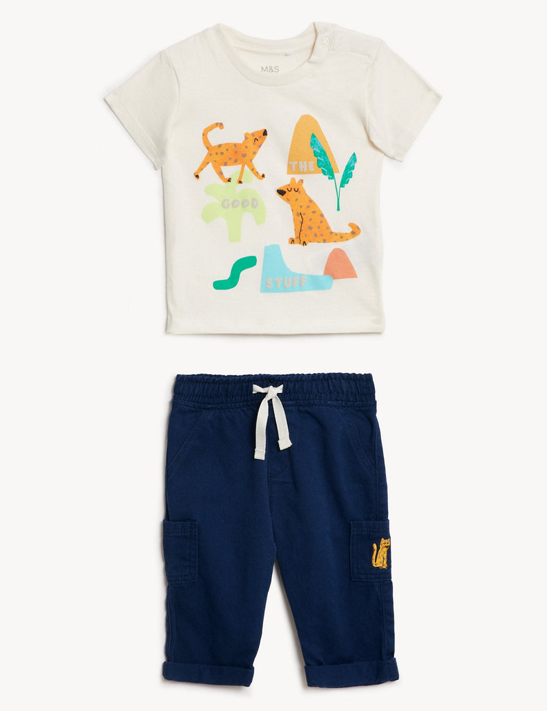 Pantalón largo y camiseta de manga corta diseño animales