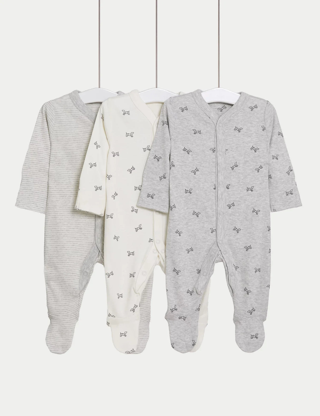 Pack de 3 peleles de dormir diseño gris