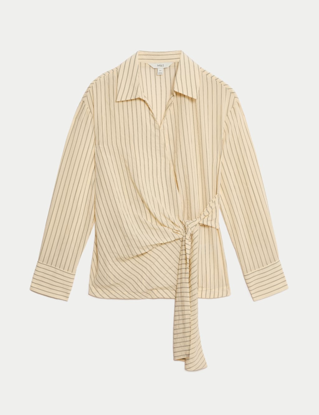 Blusa de manga larga cruzada con lazada