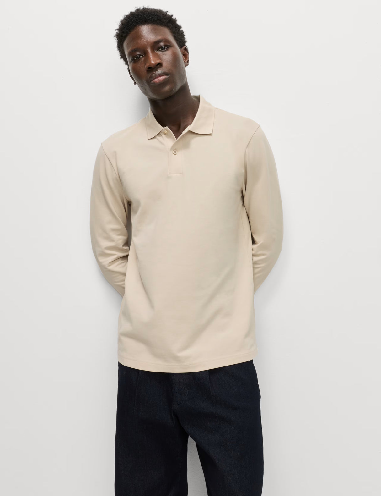 Polo liso de manga larga
