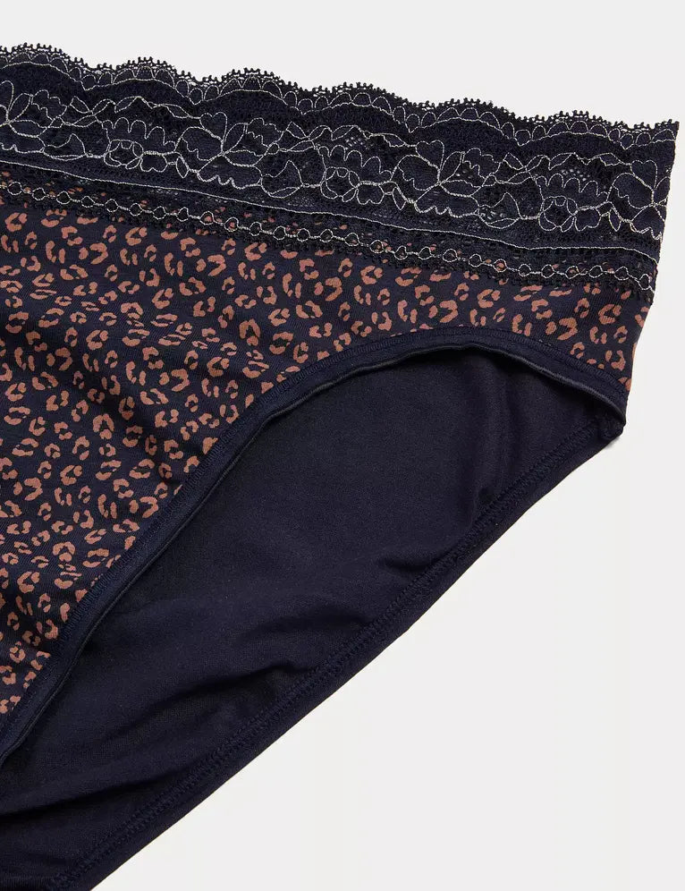 Pack 5 bragas altas HL estampadas con detalle encaje