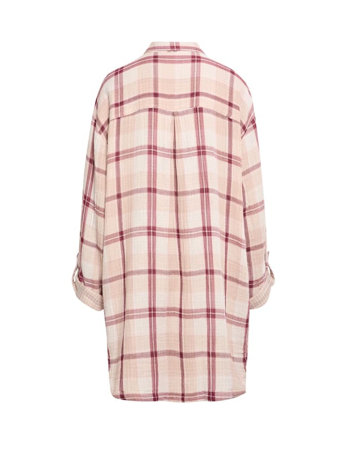 Camisola de manga larga abotonada de cuadros