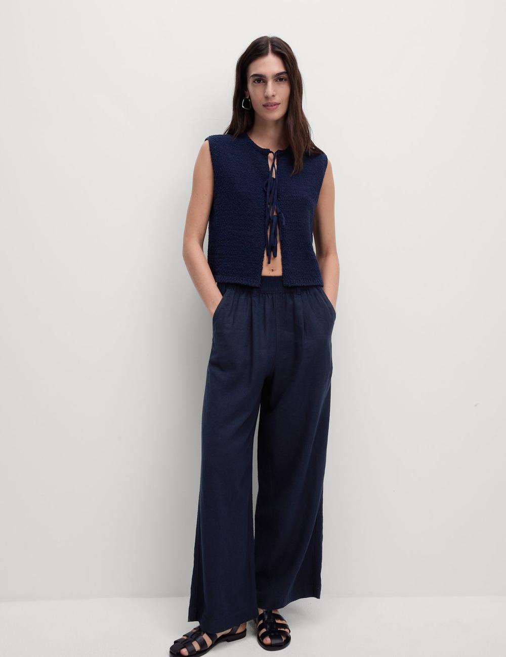 Pantalón pescador de lino viscosa
